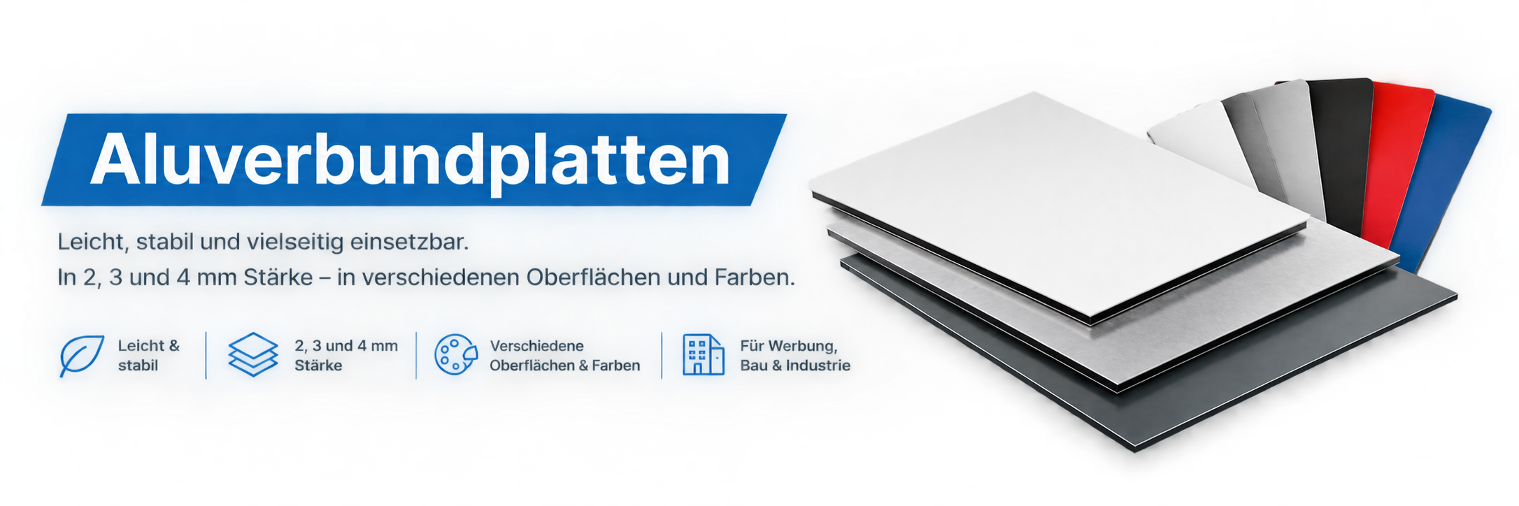 Aluverbundplatten in2,3 und 4 mm Stärke